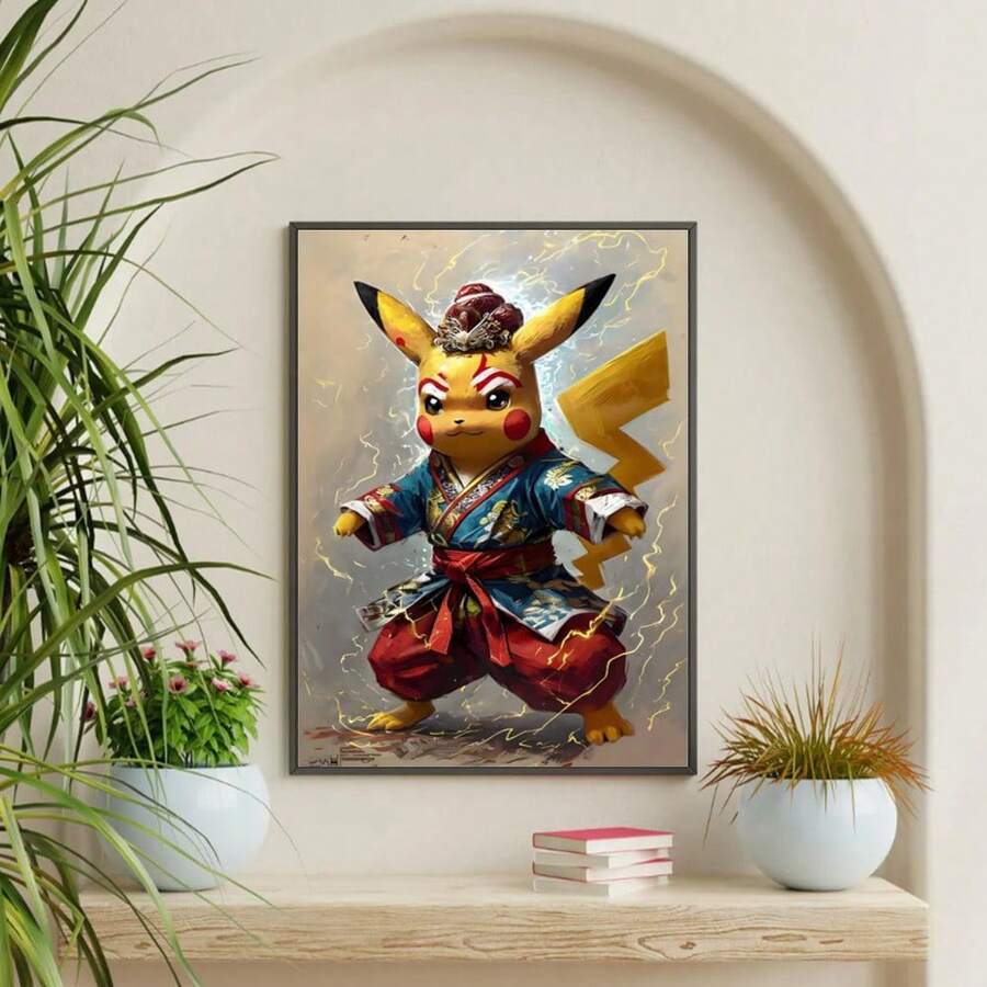 6 Styles Anime Pokemon Posters Pikachu Bulbasaur Charmander Squirtle Wall Art Modern Children Room Home Decoration Gift Unframed