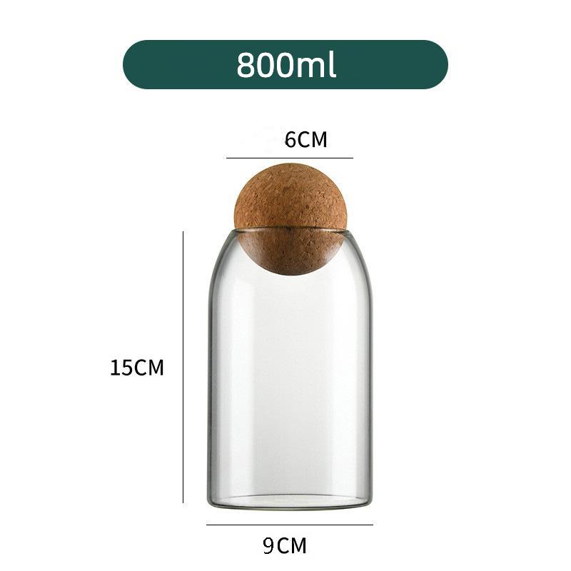 Glass Food Storage Canister With Airtight Cork Lid Clear Food Storage Jar Container With Seal Cork Round Stopper For Kitchen