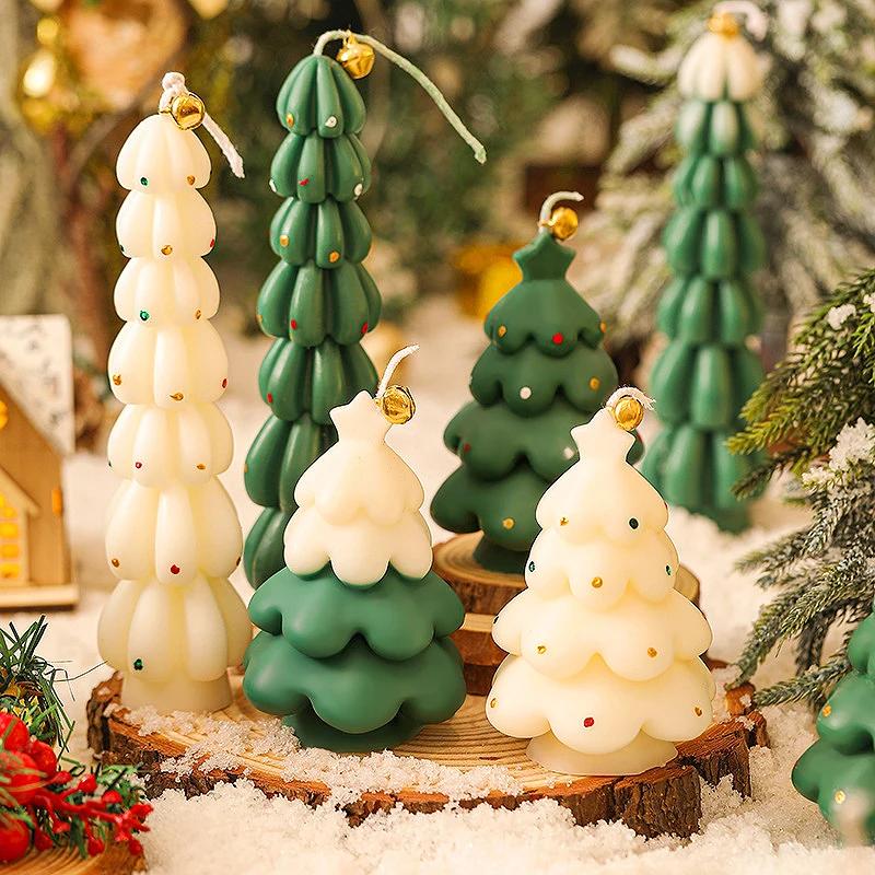 Christmas Trees Aromatic Candles for Table Decoration and Accessories Xmas Guest Gift Candles Soywax