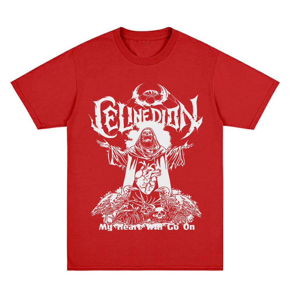 Singer Céline Dion 100% Cotton T-shirt Graphic Print Tees Streetwear Fashion Women Men Casual High Quality O-Neck Tops Summer XS красный