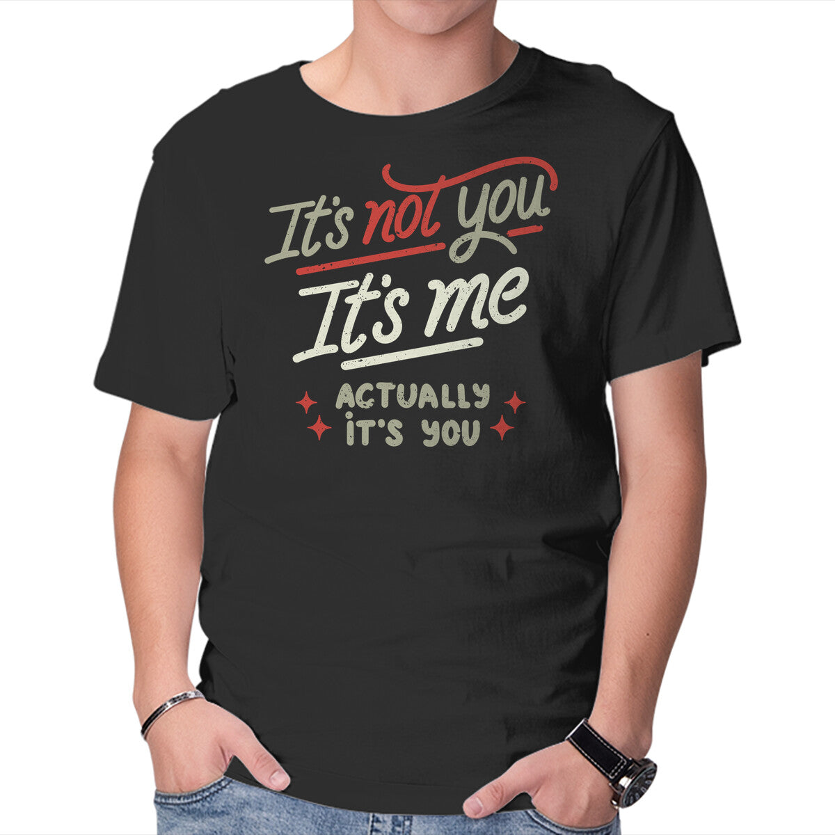 Unisex Crew Neck T-Shirt Actually It s You Graphic Short Sleeve Casual Tee S