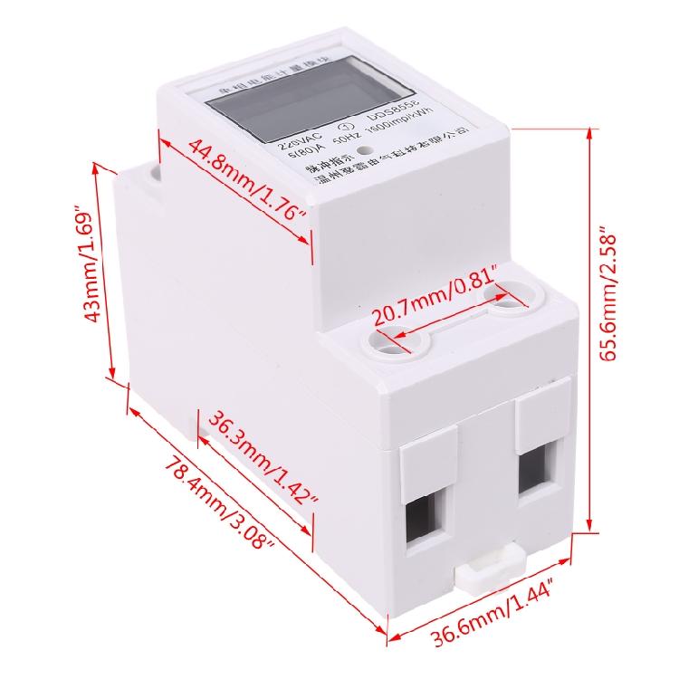 Single Phase Energy Meter Electricity Usage Monitor kWh Din Rail Power Meter