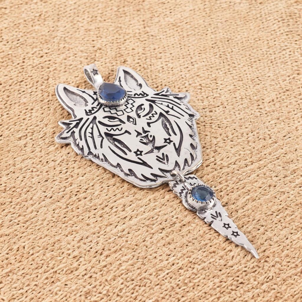 Natural London Blue Topaz Gemstone 925 Solid Silver Handmade Jewelry Pendant 4" CP-26-6