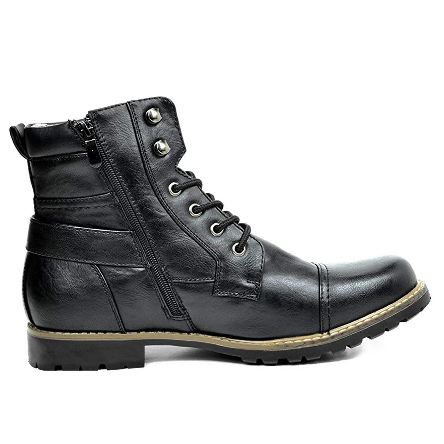 

Men Boots Metal Double Zipper Motorcycle Boots Men Leather Casual Ankle Boots Motorcycle Botas Hombre Zapatos Para Hombres 48 чорний