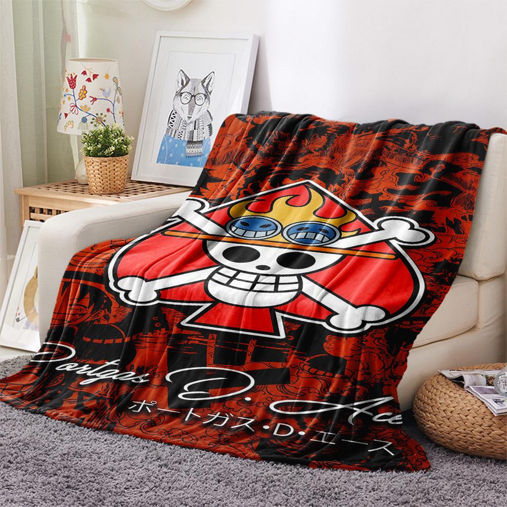 1PC One Piece Straw Hat Pirates Patterned Flannel Blanket Suitable For All Seasons For Home Decor Warmth And Comfort Gifts Holiday Present