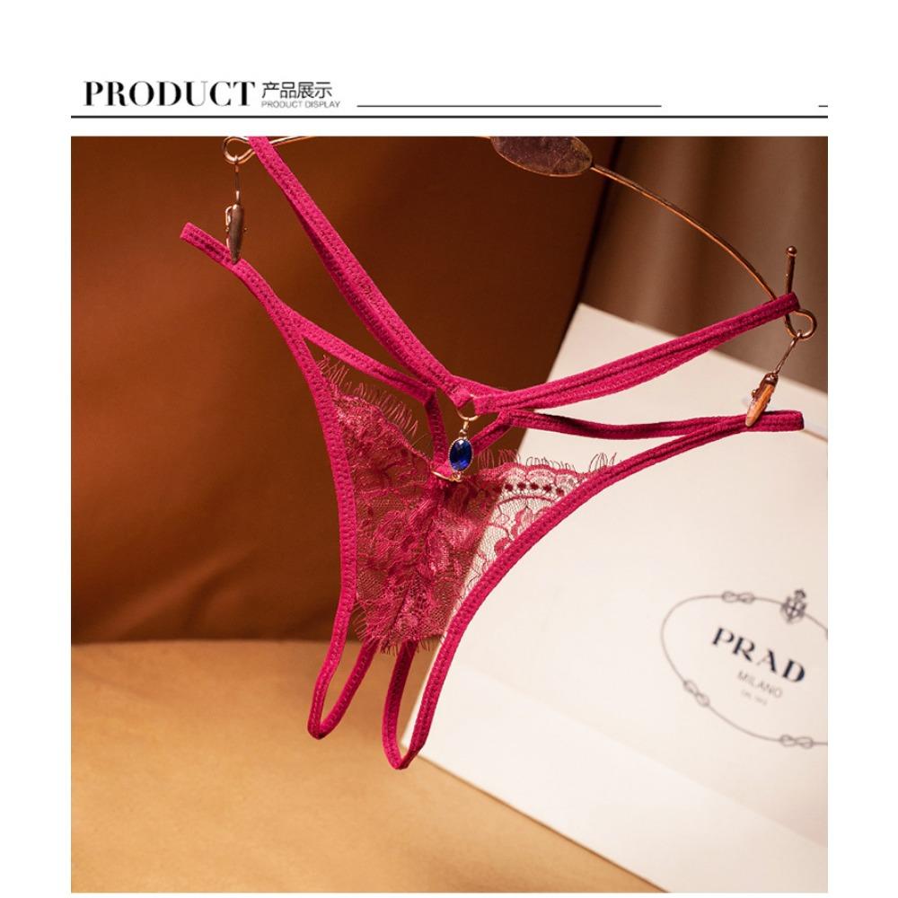 Light Luxury Lace Sexy Thong Women's Cross Strap Ultra-thin Hollow Temptation Panties Hot Open T Pants 2225