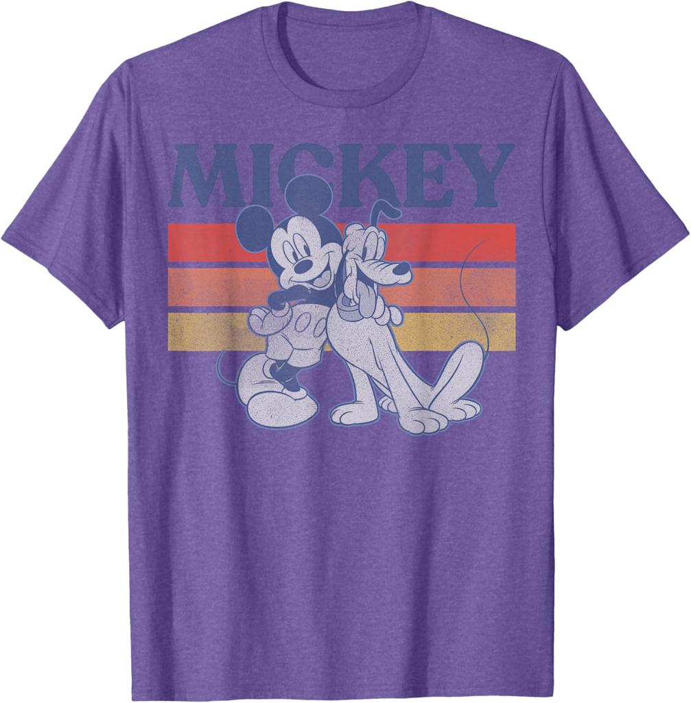 Nuova T-shirt Casual alla Moda Disney Topolino e Amici Topolino e Pluto Linea Retrò S-4XL Quattro Stagioni