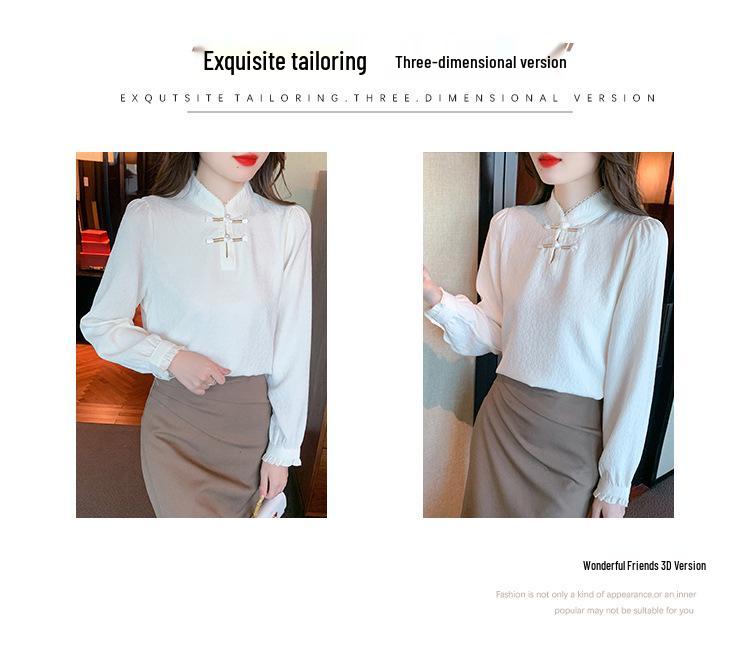 Retro Stand Collar Frog Button Pullover: Plus Velvet Thickened Base Layer for Autumn/Winter 2025, New Chinese Style.