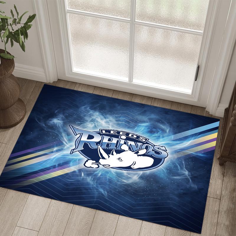 Leeds Rhinos Design Crystal Velvet Carpet Cozy Non?Slip Printed Rug For Bedroom Living Room Entrance