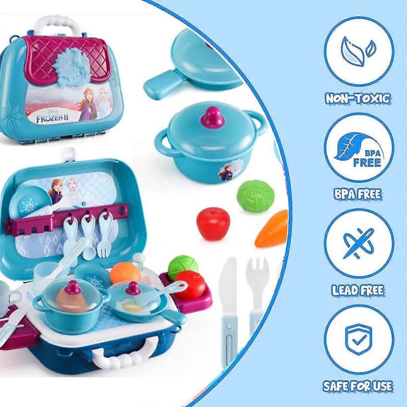 Frozen Princess Backpack Pretend To Play with Kitchen Utensils Tools Children's Toys