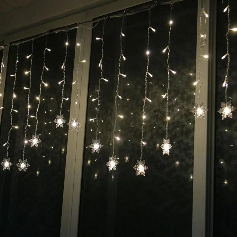 Christmas Lantern String Light Ice Crystal Snowflake Ice Lantern Festival Wedding Decoration Background Light Outdoor Star