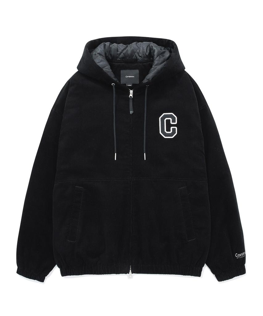 COVERNAT C Logo Corduroy Hoodie Jacket Black