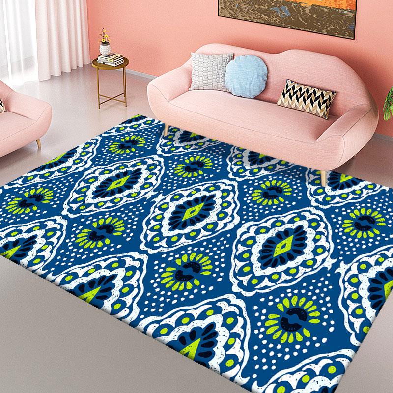Living Room Retro Rug Bohemian Pattern Non-slip Round Rug Children's Room Floor Mat Bedroom