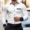 Pocket Stitching Men Long Sleeve Casual Shirt Spring Autumn Men Clothes Lapel Shirt Tops