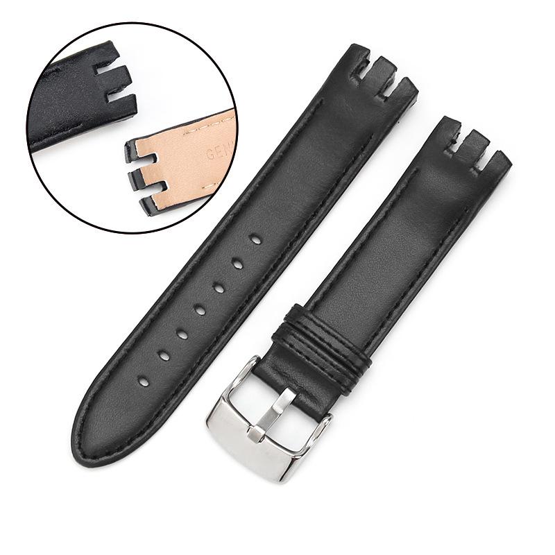Genuine Leather for Swatch YTS401/402/409/713 YTB400 Pin/Folding Buckle Watchband Watch Strap Bracelet Watch Accessories 20mm