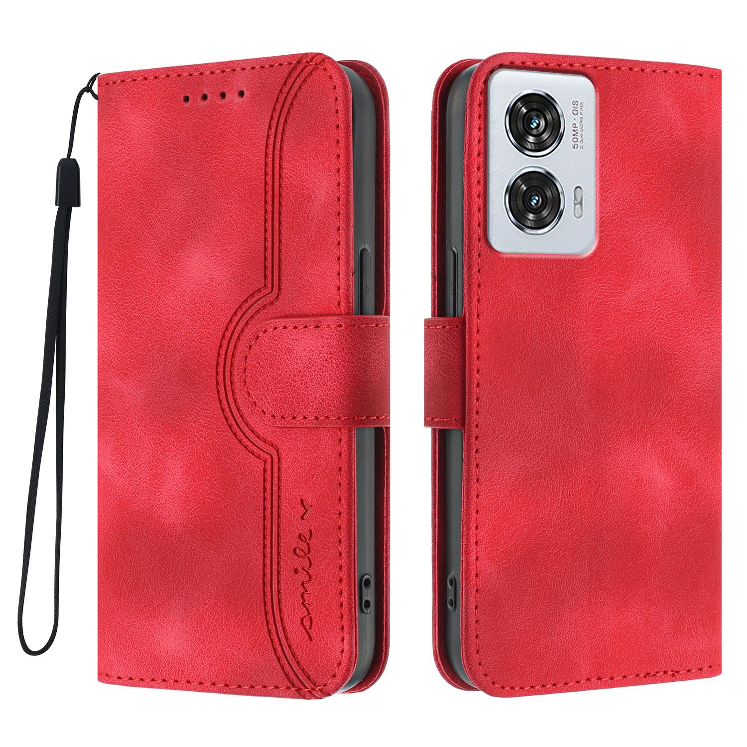 

Шкіряний чохол-гаманець із підставкою та ремінцем для Motorola Moto G85 5G/Motorola Edge 50 Fusion 5G Red