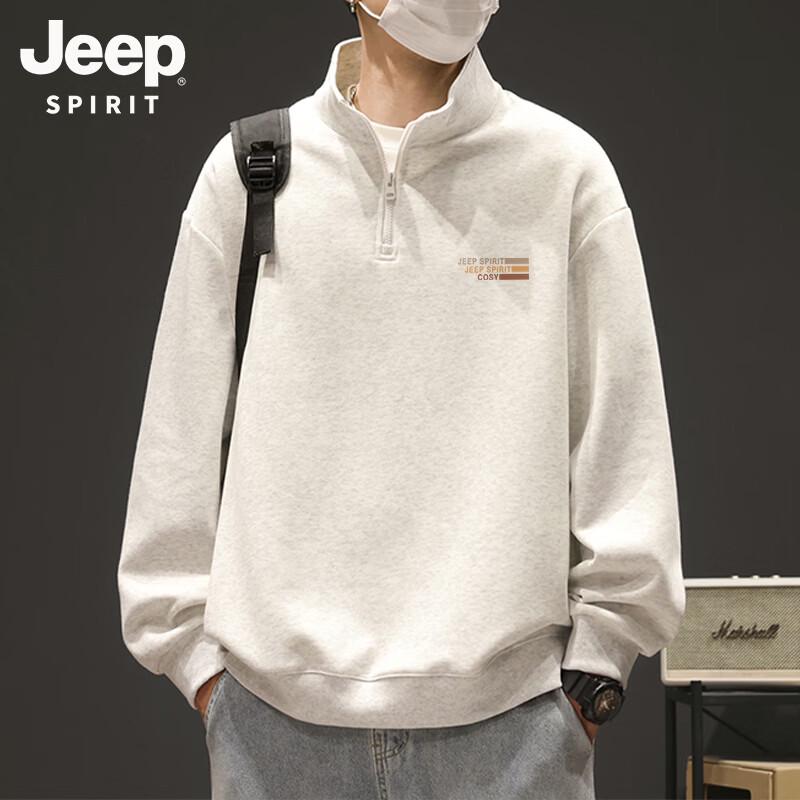 JEEP SPIRIT Men s Spring Printed Stand-Collar Half-Zip Sweatshirt XL