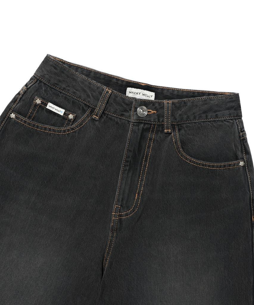 WACKY WILLY [26Ss] Women'S Denim Bermuda Pants Black