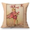 Tarot Alphabet Flower Fairy Baby Nursery Cartoon Art Home Decorative Sofa Throw Pillow Case Lovely Cute Children Cushion Cover