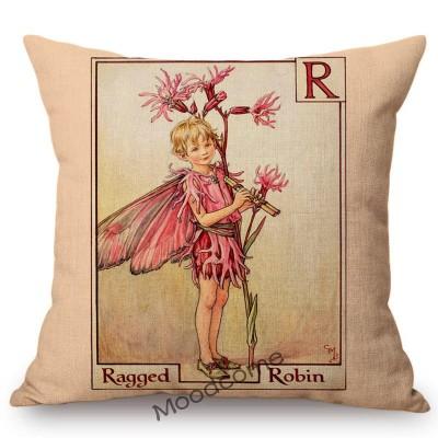 Tarot Alphabet Flower Fairy Baby Nursery Cartoon Art Home Decorative Sofa Throw Pillow Case Lovely Cute Children Cushion Cover