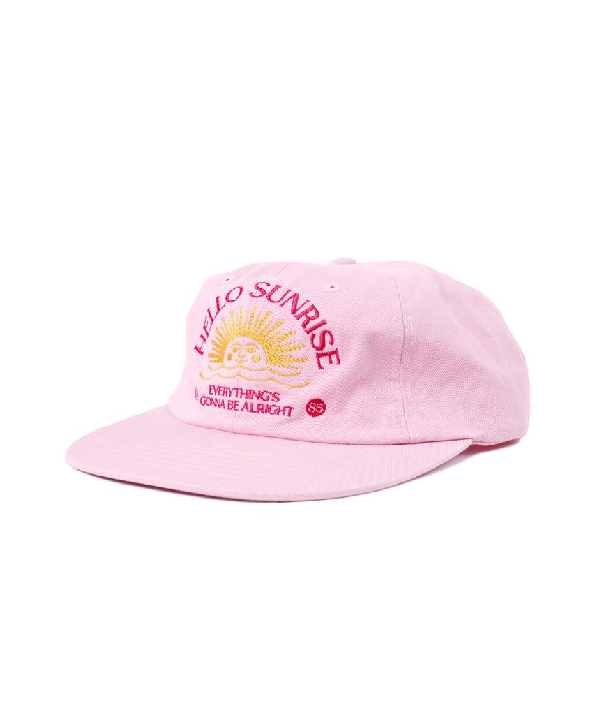 HELLO SUNRISE Washed Two Tone Arch Logo 6Panel Cap_Pink