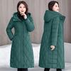 European Station Fattening Plus XL Large Size Waist Fashion Cotton Clothes Women's Knee Long Rhombus Thickened Warm Cotton Clothes