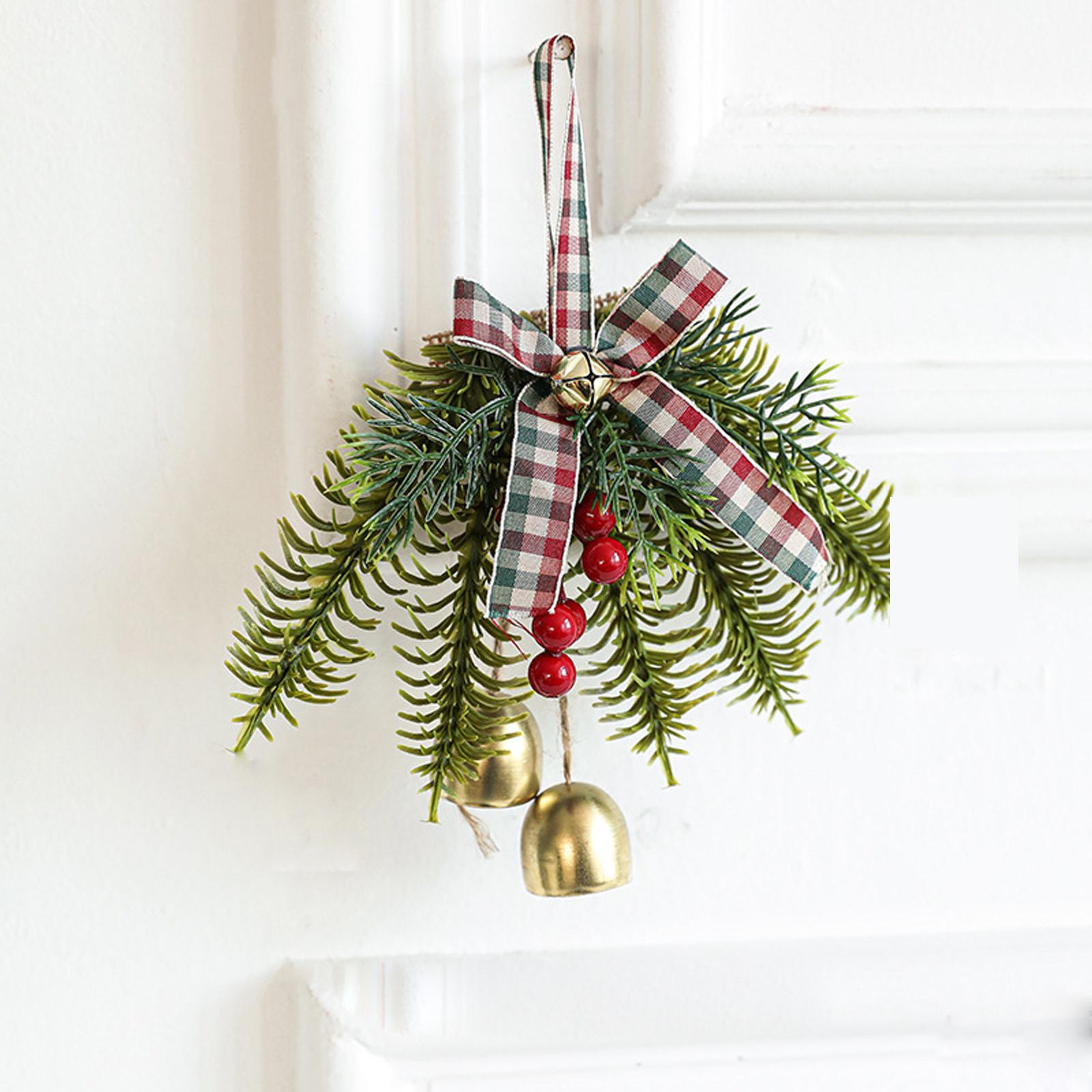 

Christmas Bell Leaf Bow Door Hanging Wall Hanging Wind Chime Christmas Tree Pendant Decoration Scene Layout One Size золотой