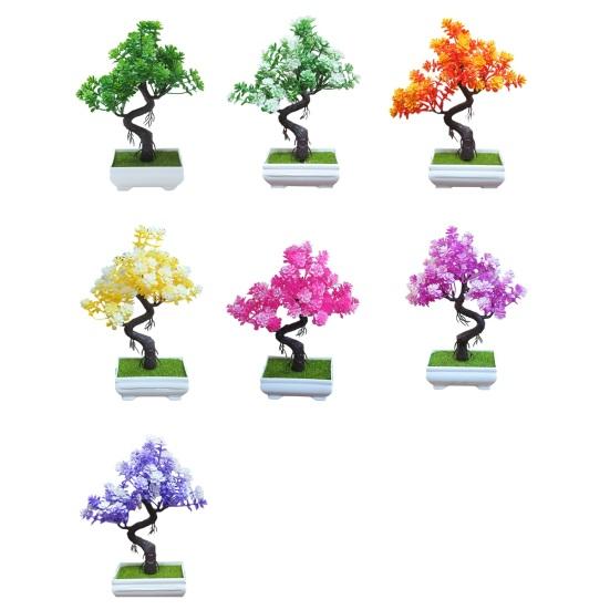 Artificial Bonsai Tree Indoor Small Fake Plants with Resin Pot for Home Office Desk Shelf Bathroom Bedroom Living Room Decoration