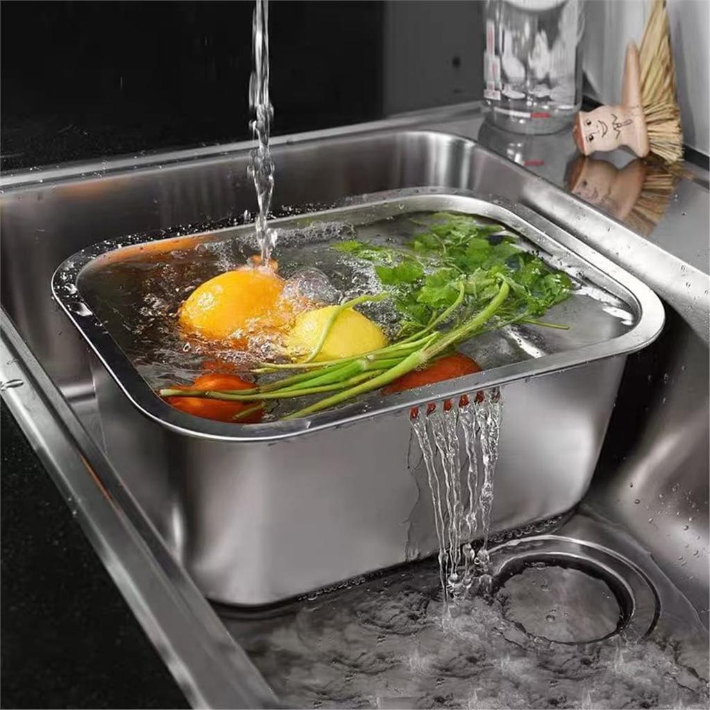 Bacinella Portatile per Lavare i Piatti in Acciaio Inossidabile, Vasca Multiuso per Lavello da Cucina, Bacinella per Lavare Verdure