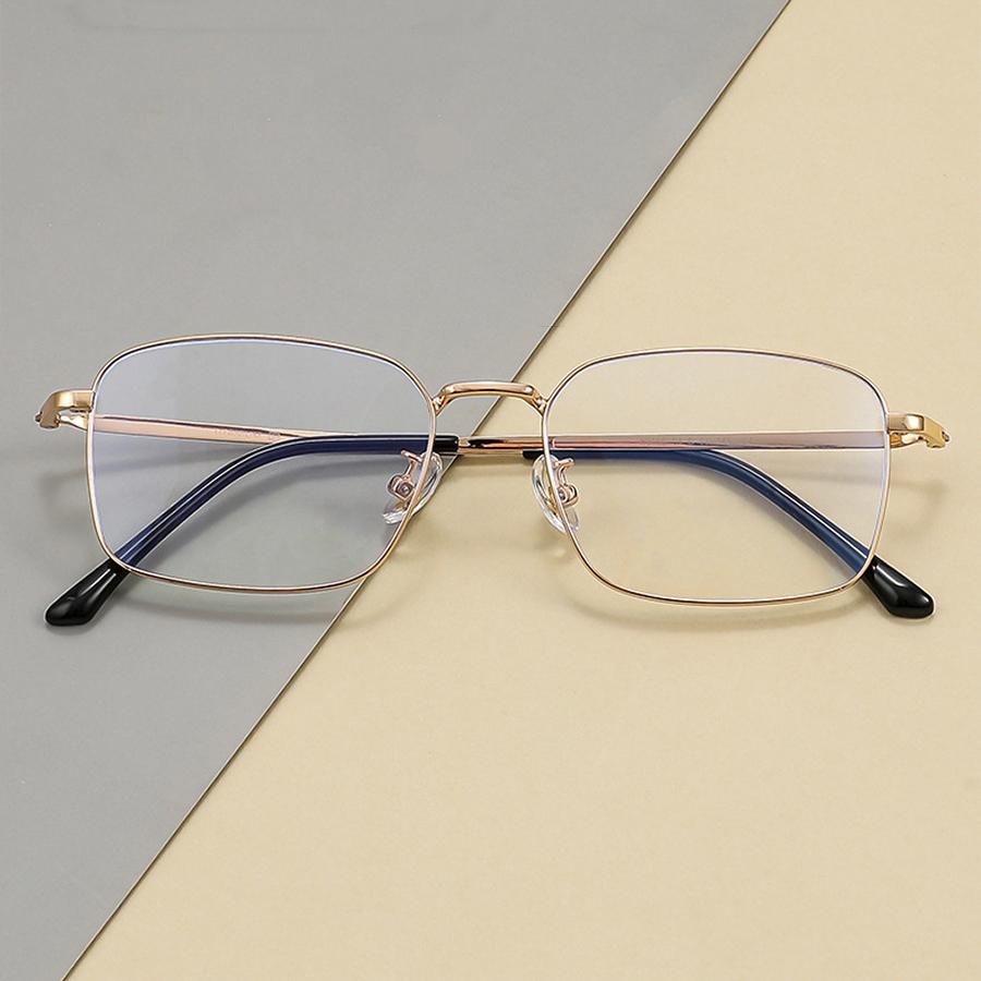 New Eyeglass Frame Men Anti Blue Light Business Metal Square Flat Light Mirror Ultra Light Comfortable To Wear Fashion Glasses