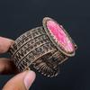 Pierre précieuse de sédiment de mer rose, fil de cuivre pur enveloppé, manchette/bracelet fait à la main, bijoux réglables