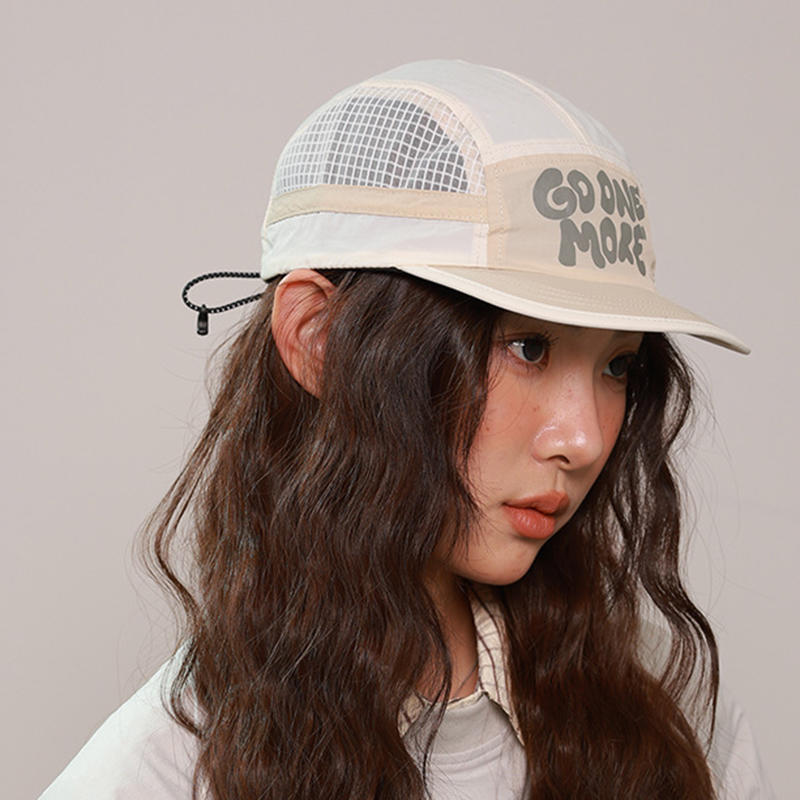 Letter Printing Quick-drying Hat Drawstring Design Japanese Style Short Brim Baseball Cap Thin Adjustable Sun Visor Cap Unisex