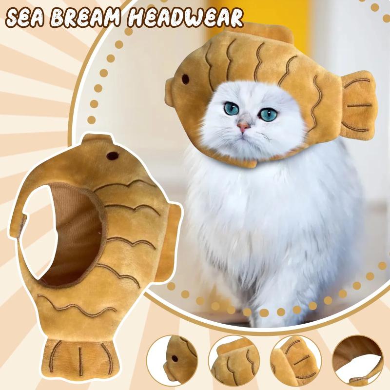 Little Fish Cat Hat, Pet Fashion and Versatile, Plush Head Cover, Cute Cat and Small Dog Universal Hat, Adorable Pets