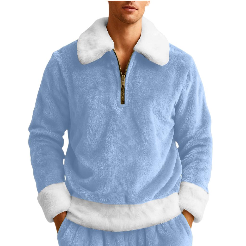 Men's Leisure Half Zipper Flip Collar Hoodie