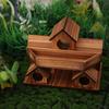 Rustic Handmade Wooden Bird House Weather Resistant Waterproof Bird Villa Nest Thickened 3 Chambers Bird Breeding Box Courtyard