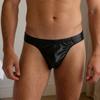 Yousheng Herren Glänzende Sexy Tanga Seidig Glatte Unterhosen Kunstleder Weiche Niedrig taillierte Tanga Slips für Date Party