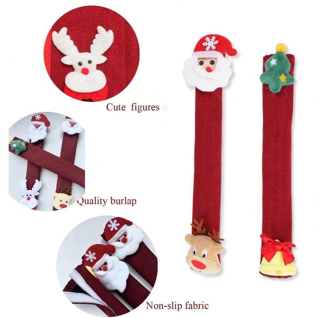 1PC Festive Christmas Oven & Fridge Handle Cover - Polyester Refrigerator Handle Cover For Christmas Kitchen Decoration, Christm