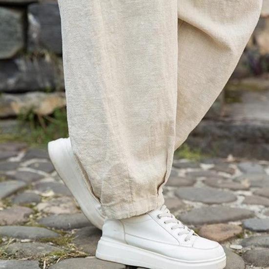 Women Casual Pants Elastic Waist Adjustable Drawstring Solid Color Wide Leg Trousers Solid Color Harem Trousers