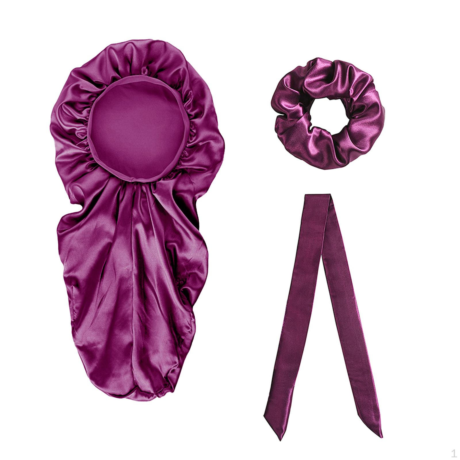 

Long Satin Bonnet Comfortable Silky for Curly Hair фиолетовый