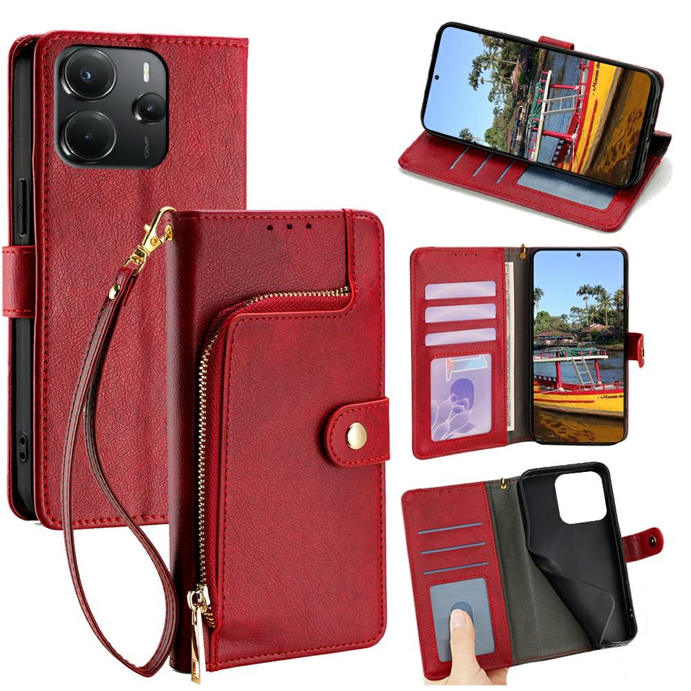 

Для Xiaomi Redmi Note 14 4G (164,84 мм) Чохол Кишеня на блискавці Гаманець зі штучної шкіри Чохол-книжка для телефону Red