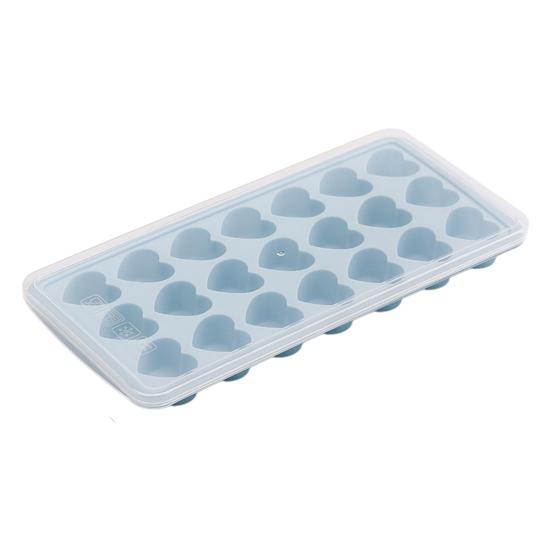 Heart-Shaped Ice Cube Trays Non-Stick Reusable Silicone Ice Mold with Lid Stackable Food-Grade BPA-Free Ice Cube Maker
