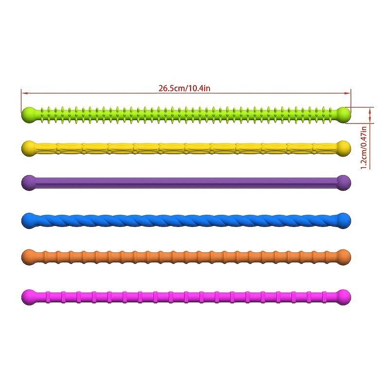 6 Sensory Sticks Reversible Textured Toys,Silicone Fine Motor Skills and Educational Thinking Toys,Perfect Christmas Party Gift