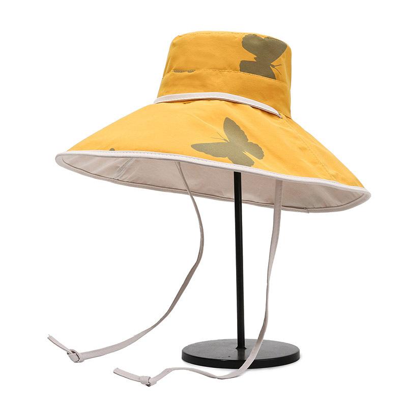 Fashion Double Sides Large Brim Summer Sun Protection Printed Bucket Hat Fisherman Hat Sun Hat for Women 56-58CM жёлтый