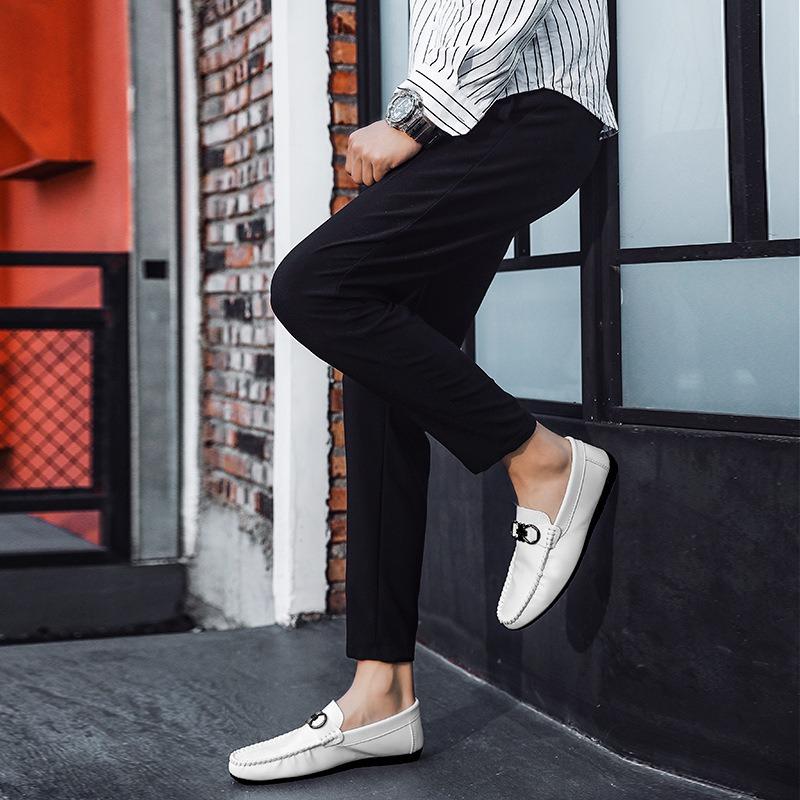 Jesień nowe męskie buty Doudou casualowe pojedyncze buty buty leniwe na jeden pedał skórzane buty na stopę Lishi