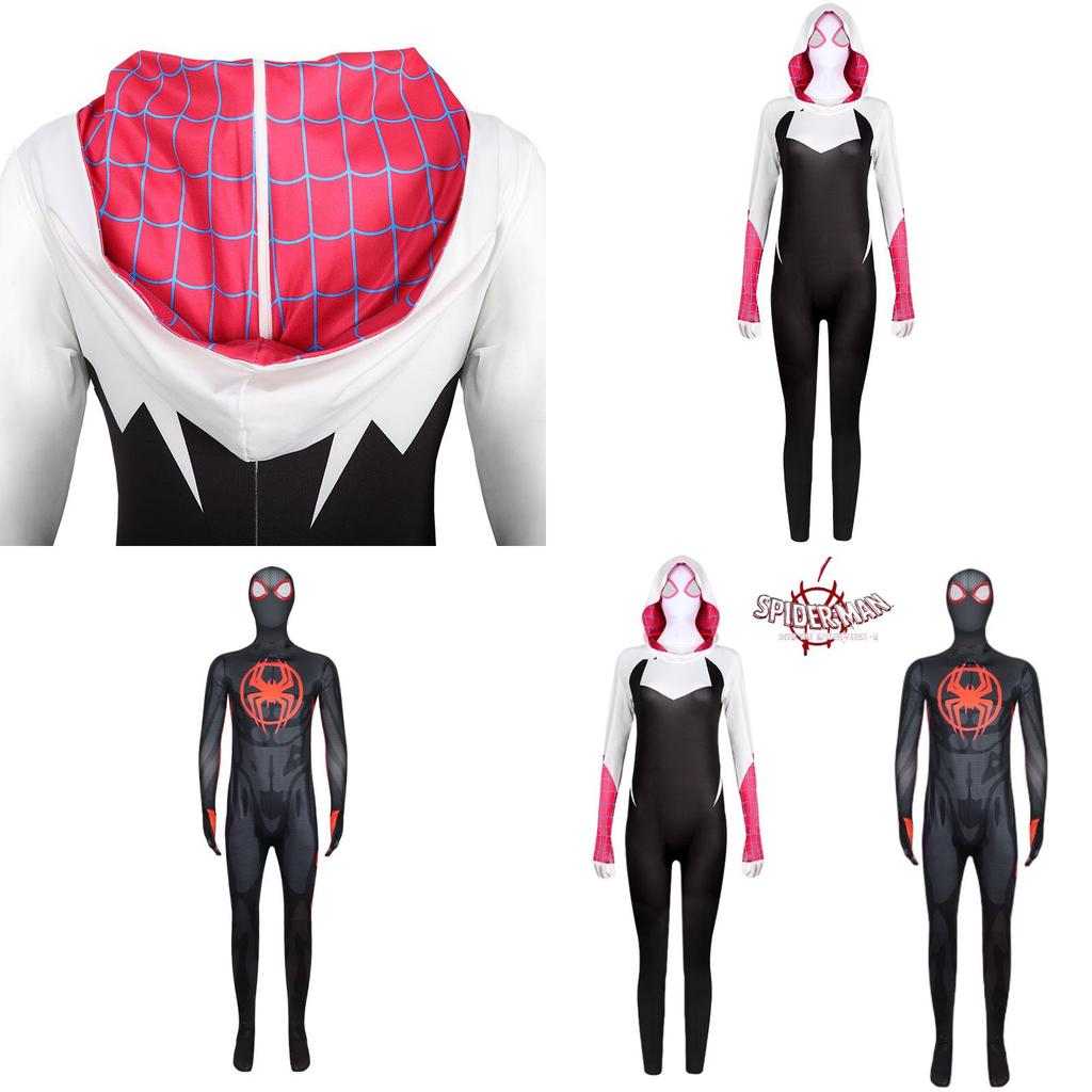 2023 Spider-man Miles Gwen Cosplay Costume Women's Spider-man Jumpsuit Milk Silk Fabric
