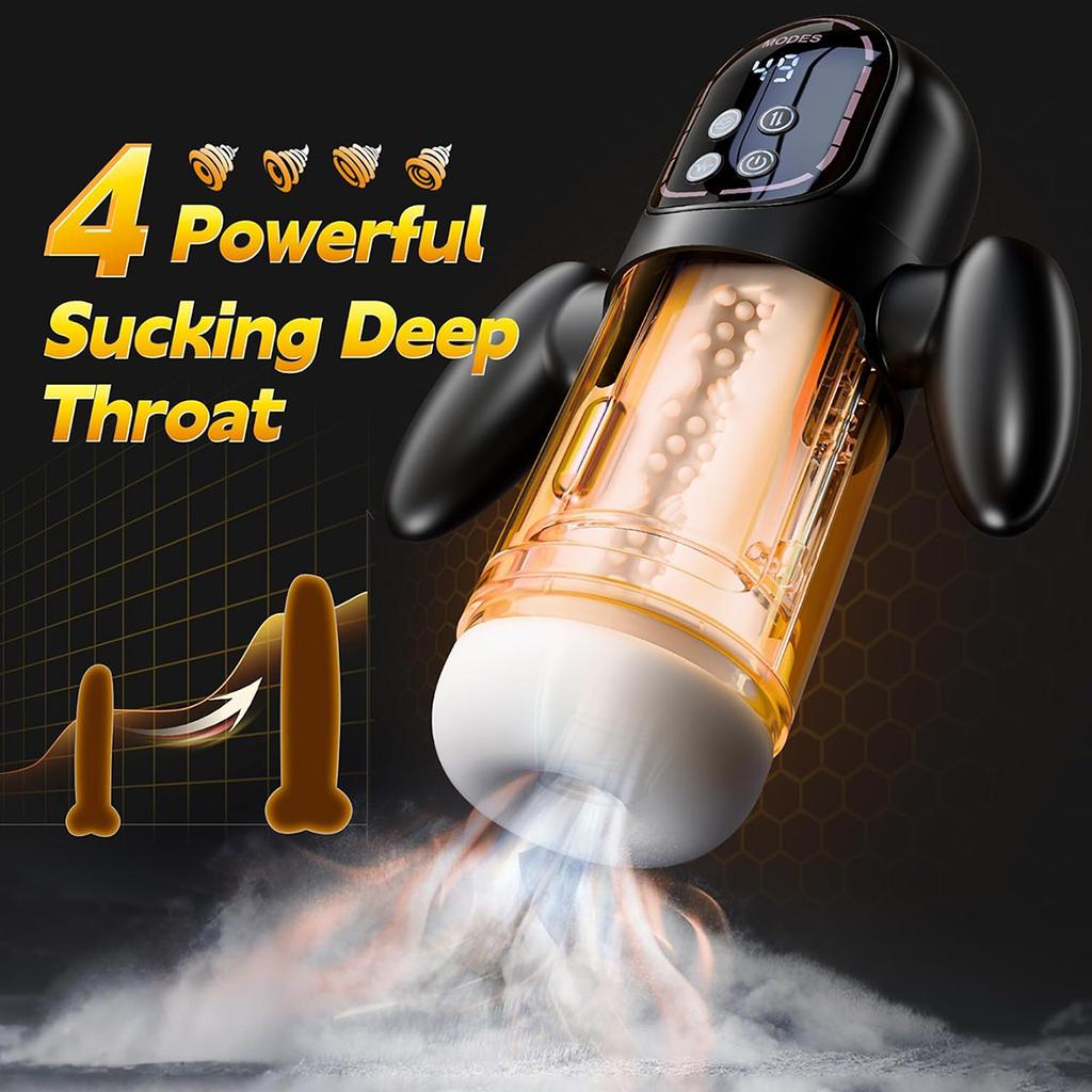 Male Masturbator Penis Pump, Sex Toy for Men with 4 Sucking 6 Vibrating & 9 Thrusting Modes, Sex Toys with 3D Realistic Tex