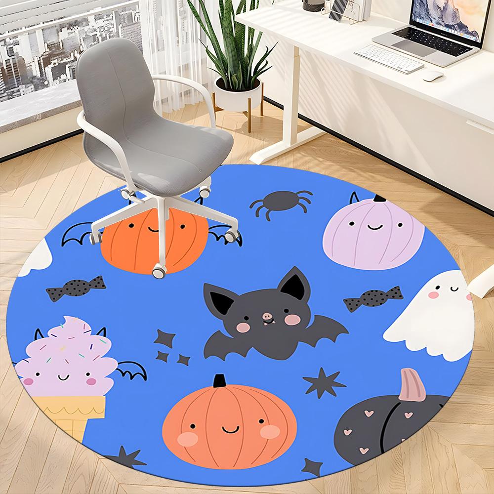 1pc Halloween Pumpkins Office Round Area Rug, Under Office Chairs Bedroom Living Room Home Decor, Room Deco