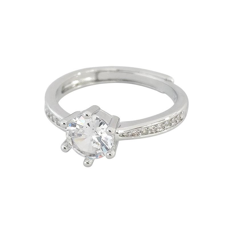 

Регулируемое кольцо с симулированным бриллиантом в один карат и парные обручальные кольца с шестью крапанами Adjustable Open Ring