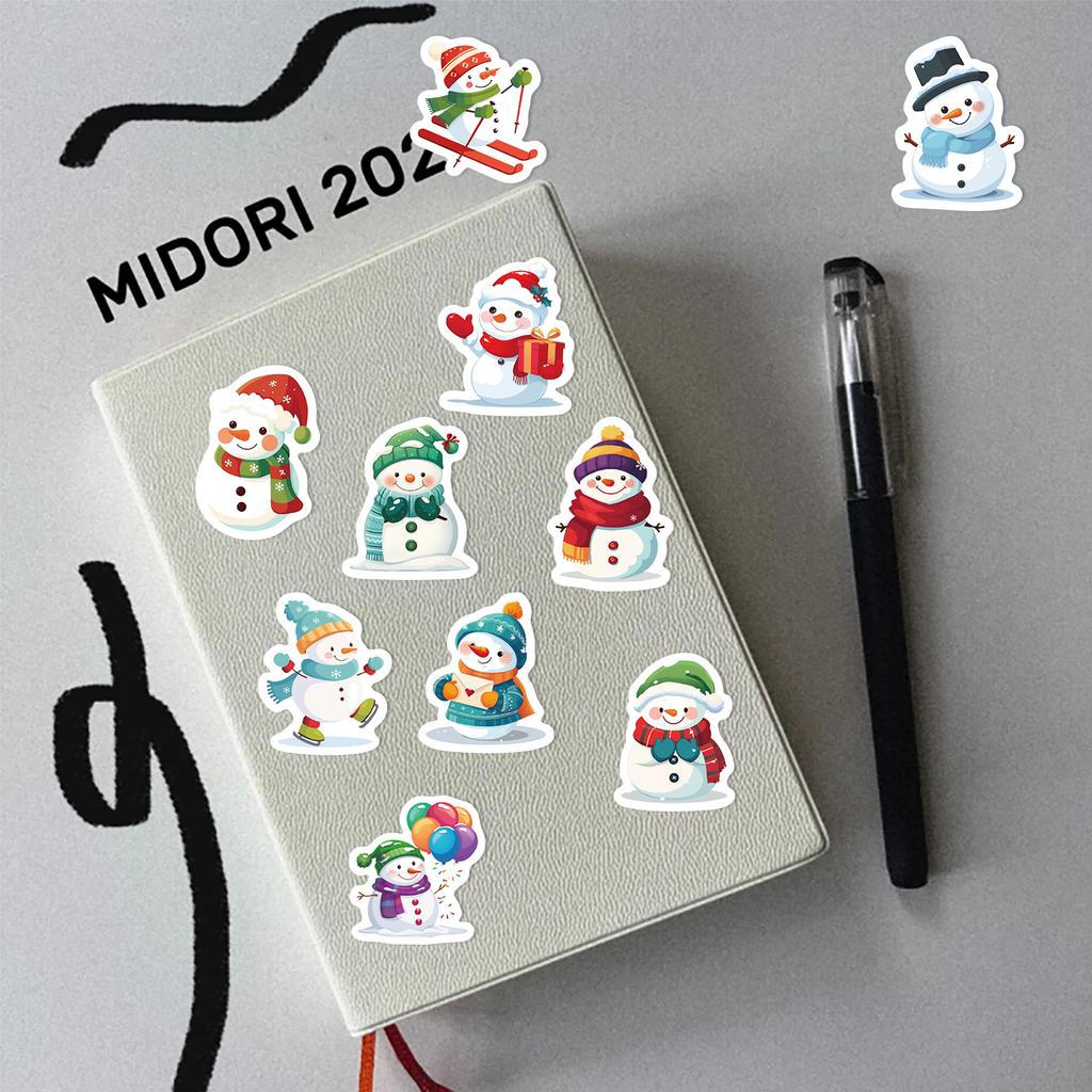 500pcs Children's Christmas Rewards Stickers Roll Cute Cartoon Snowman Clipboard Festivals Gift Decoration Pattern Labels