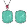 Jewelry Set Necklace Ring Paraiba Fat Rectangular Women's Retro Fashion Goods
